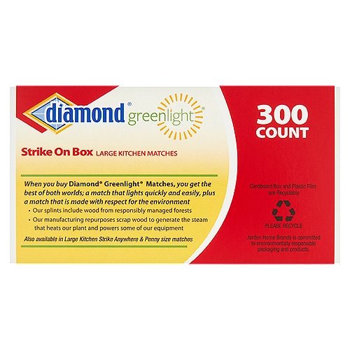 Diamond Greenlight Large Kitchen Strike On Box Matches, 300 count