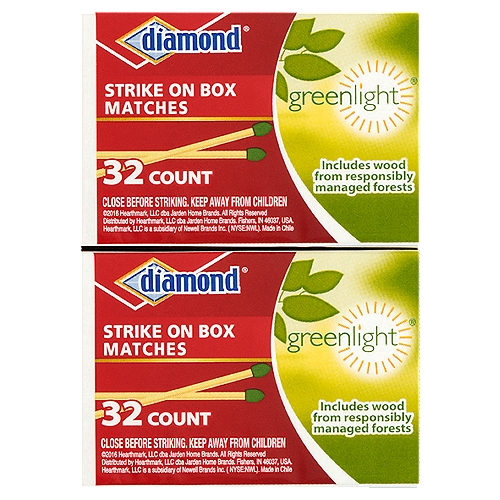 Diamond Greenlight Strike On Box Matches, 32 count, 10 pack