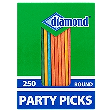 250 DIAMOND Party Picks Wooden  TOOTHPICKS square/round tip Multi Colored 