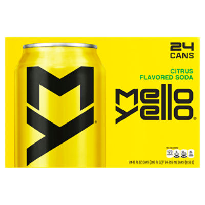 Mello Yello Citrus Flavored Soda, 12 fl oz, 24 count