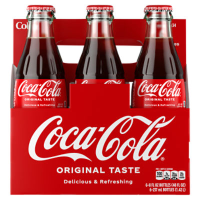 Coca-Cola Zero Sugar Glass Bottles, 8 fl oz, 6 Pack