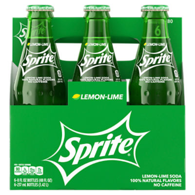 Sprite Glass Bottles, 8 fl oz, 6 Pack