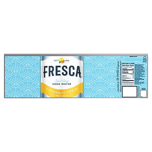 Sparkling Soda Water Grapefruit Citrus Flavor with Other Natural Flavors  Fresca (meaning 'fresh' in Spanish) was introduced by the Coca-Cola Company in the United States in 1966. Since then, Fresca's citrus-flavored sparkling soda waters have been sold to markets all over the world.  Grapefruit Citrus is a no-sugar, no-caffeine, no-calorie beverage. A unique citrus twist and refreshing grapefruit flavor has made this one-of-a-kind soft drink a crowd favorite since the first sip. This isn't your typical diet soda. Quench your thirst for something different.  Fresca Sparkling Soda Water is available in three sweetness levels, all with zero sugar. Enjoy original sweetness with Grapefruit Citrus, Peach Citrus, and Black Cherry Citrus. Go for a touch of sweet with Blackberry Citrus. Refresh yourself with unsweet Strawberry Citrus.