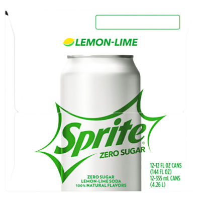 Sprite Zero Sugar Lemon Lime Diet Soda Pop Soft Drinks, 12 fl oz