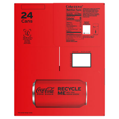 Coke Zero Sugar Cola Soda, 12 oz, 24 Pack (Package May Vary) :  Grocery & Gourmet Food