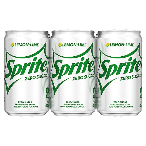 Sprite Zero Sugar Cans, 7.5 fl oz, 6 Pack
Zero Sugar Lemon-Lime Soda

Some people know it simply as a zero-sugar, lemon-lime flavored soda, but most know it as Sprite Zero. Because who says you can't do more with less? Sprite Zero is the iconic great taste of Sprite with zero sugar. The head honcho in the lemon-lime flavored soft drink biz.

It should come as no surprise why Sprite Zero has become synonymous with a great lemon-lime flavor. It's a delicious zero sugar, caffeine-free take on the iconic flavor of Sprite and never fails to deliver an extremely satisfying taste. With 100% natural flavors, and zero calories to be found, you can enjoy whenever, wherever.