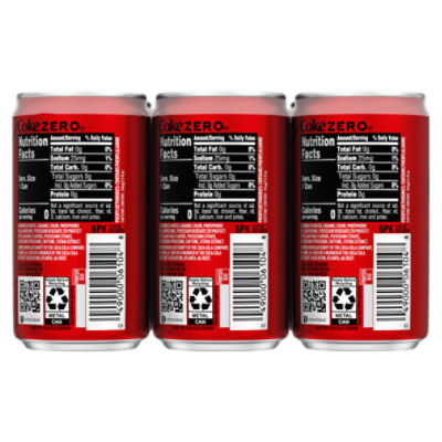 Coca-Cola Zero Sugar, 7.5 Oz Cans, 24 Pack