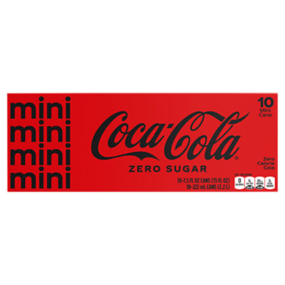 Coca-Cola Zero Sugar Mini Zero Calorie Cola, 7.5 fl oz, 10 count
