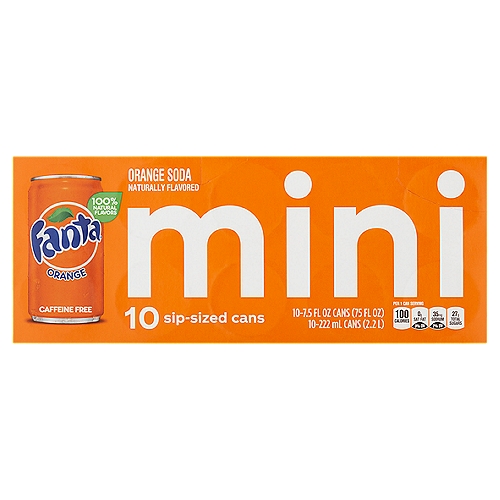 Fanta Mini Orange Soda, 7.5 fl oz, 10 count
