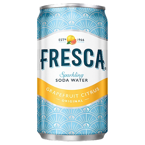 Fresca Cans, 7.5 fl oz, 6 Pack
Fresca (meaning 'fresh' in Spanish) was introduced by the Coca-Cola Company in the United States in 1966. Since then, Fresca's citrus-flavored sparkling soda waters have been sold to markets all over the world.

Grapefruit Citrus is a no-sugar, no-caffeine, no-calorie beverage. A unique citrus twist and refreshing grapefruit flavor has made this one-of-a-kind soft drink a crowd favorite since the first sip. This isn't your typical diet soda. Quench your thirst for something different.

Sparkling Soda Water Grapefruit Citrus Flavor with Other Natural Flavors