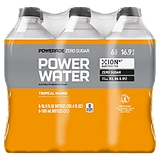 POWERADE Zero Sugar Power Water Tropical Mango Bottles, 16.9 fl oz, 6 Pack