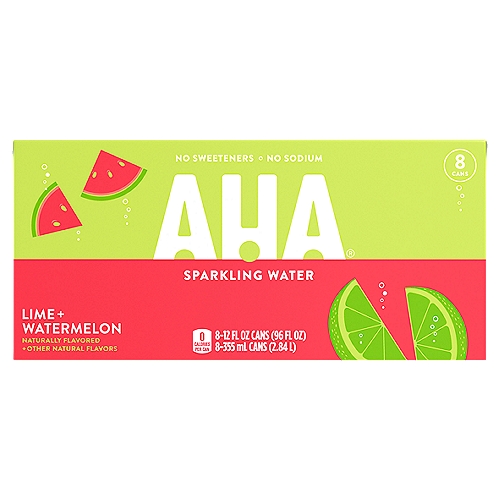 AHA! You've discovered the new taste of sparkling water. But not just any sparkling water, you've found a delightful duo of flavors—a unique and refreshing combination of lime and watermelon that's sure to delight your taste buds. nnFor a can of cool you down, try the unique flavor-forward combination of AHA Lime + Watermelon. Whether you call it seltzer, carbonated water, or fizzy beverage, AHA's bold flavor pairings offer a unique flavored sparkling water experience unlike all the rest—and with no sodium, no sweeteners, and no calories. nnDiscover the refreshing taste of AHA Lime + Watermelon.