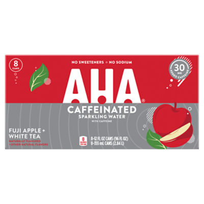 Aha Fuji Apple + White Tea Cans, 12 fl oz, 8 Pack