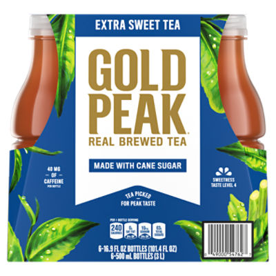 Gold Peak Extra Sweet Real Brewed Tea, 16.9 fl oz, 6 count