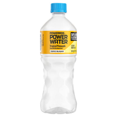 Powerade Power Water Zero Sugar Tropical Pineapple Electrolyte Water Beverage, 20 fl oz