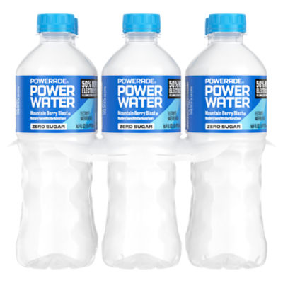Powerade Power Water Zero Sugar Mountain Berry Blast Electrolyte Water Beverage, 16.9 fl oz, 6 count, 101.4 Fluid ounce