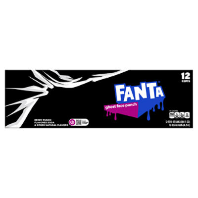 Fanta Ghost Face Berry Punch Flavored Soda, 12 fl oz, 12 count