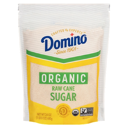 Domino Organic Raw Cane Sugar, 24 oz
Domino® Organic Raw Cane Sugar is made from sun-sweetened sugar cane. Enjoy cooking and baking with this light-blond colored sugar that has a delicious, slight molasses taste. It's the perfect choice to use in all of your favorite recipes, to sweeten beverages, or to sprinkle on top of fruits and cereals.