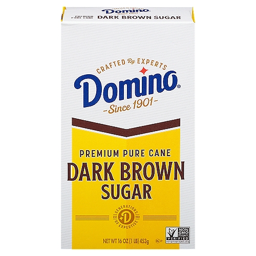 When you are looking to create flavors that are deep and rich, only Domino® Dark Brown Sugar will do. Its complex flavor notes make it the perfect choice for full-flavored and savory dishes of all kinds. From brownies and gingerbreads to marinades and sauces, you can trust the moistness and rich molasses flavor of Domino Dark Brown Sugar for all your favorite recipes.
•Rich molasses flavor for baking and savory dishes 
•Best for marinades, sauces, brownies, gingerbread, coffee or chocolate cakes and fudge 
•Trusted partner for generations of bakers since 1901 
•We use the highest standard to maintain the naturally sweet flavor found in the sugarcane plant 
•Gluten free 
•Kosher certified 
•Non-GMO Project verified  
