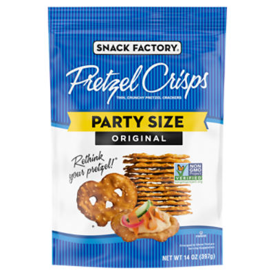 Snack Factory Original Pretzel Crisps, NonGMO, 14 oz Party Size Bag