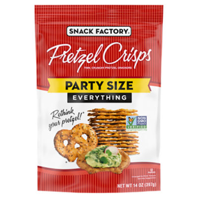 Snack Factory Everything Pretzel Crisps, NonGMO, 14 OZ Party Size Bag