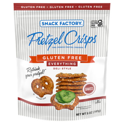 Snack Factory Pretzel Crisps Gluten Free Everything Deli Style Pretzel Crackers, 5 oz