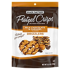 Snack Factory Pretzel Crisps Drizzlers Milk Chocolate & Caramel Flavored Pretzel Snacks, 5.5 oz, 5.5 Ounce