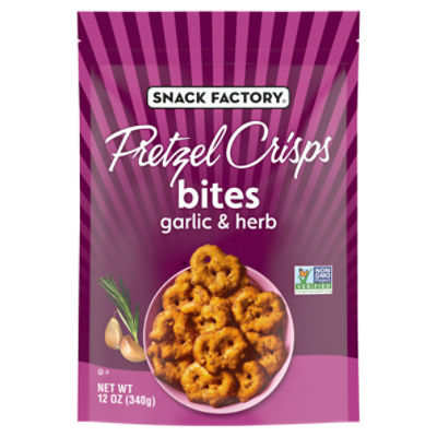 Snack Factory Pretzel Crisps Bites Garlic & Herb Pretzel Crackers, 12 oz ShopRite