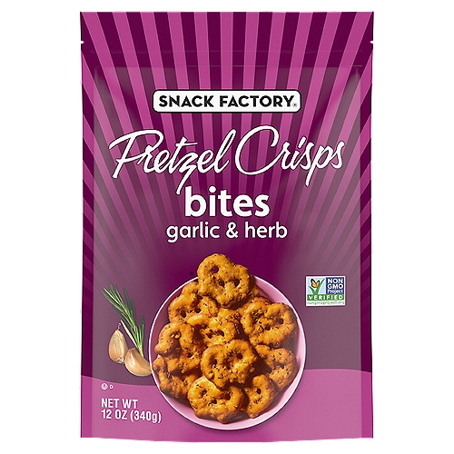 Snack Factory Pretzel Crisps Bites Garlic & Herb Pretzel Crackers, 12 oz