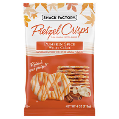 Snack Factory Pumpkin Spice White Crème Pretzel Crisps, 4 Oz Bag