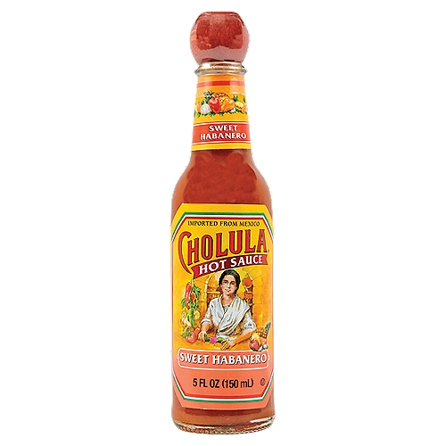 Cholula Sweet Habanero Hot Sauce, 5 fl oz
Cholula Sweet Habanero Hot Sauce features a perfect balance of fruity pineapple juice, habanero peppers and our signature spices for an unexpected kick of sweet tropical heat. It will instantly upgrade a margarita and put the wow in your avocado toast. Our authentic Mexican hot sauce adds the unique combination of sweet & spicy flavors to make everything you're serving unforgettable. Make an amazing pineapple salsa condiment for tacos or grilled seafood. A drizzle wakes up scrambled eggs and burgers. Adds a Caribbean vibe to marinades, wing sauce, taco sauce and salsa. An authentic product of Mexico - from our distinctive wooden cap, to the delicious hot sauce inside, every bottle of Cholula is a celebration of great food, flavor and our Mexican roots.