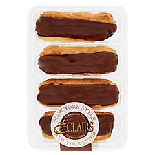 New York Style Eclairs, Chocolate Iced, 4 Each