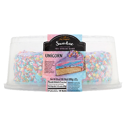 Jon Donaire Unicorn Sundae Premium Ice Cream Cake, 30 oz