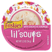 Purina Friskies Natural, Grain Free Cat Food Complement, Lil' Soups Salmon in Broth - 1.2 oz. Cup
