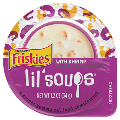 Purina Friskies Lil' Soups with Shrimp in a Velvety Chicken Broth Cat Food, 1.2 oz