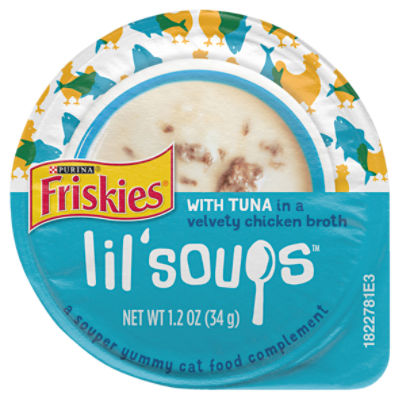 Purina Friskies Natural, Grain Free Wet Cat Food Complement, Lil' Soups Tuna in Broth - 1.2 oz. Cup