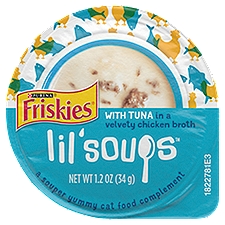 Friskies Grain Free Wet Lil' Soups Tuna in Broth, Cat Food Complement, 1.2 Ounce