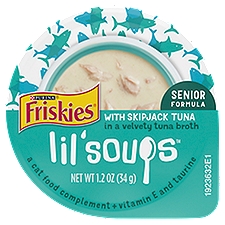 Purina Friskies Lil' Soups with Skipjack Tuna in a Velvety Tuna Broth Cat Food, 1.2 oz