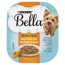 Bella Roasted Turkey Flavor with Pumpkin & Spinach, Natural Dog Food, 3.5 Ounce