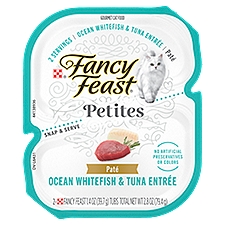 Purina Fancy Feast Gourmet Pate Wet Cat Food, Petites Ocean Whitefish & Tuna Entree - 2.8 oz. Tub, 2.8 Ounce