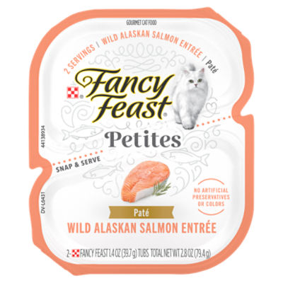 Purina Fancy Feast Gourmet Pate Wet Cat Food, Petites Wild Alaskan Salmon Entree - 2.8 oz. Tub