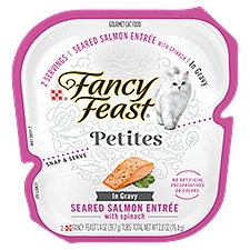 Fancy Feast Petites Seared Salmon Entrée with Spinach in Gravy Gourmet Cat Food, 1.4 oz, 2 count