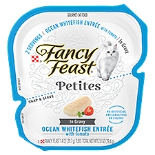 Fancy Feast Petites Ocean Whitefish Entrée with Tomato in Gravy, Gourmet Cat Food, 2.8 Ounce
