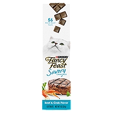 Purina Fancy Feast Savory Cravings Beef & Crab Flavor Cat Treats, 56 count, 1 oz, 1 Ounce