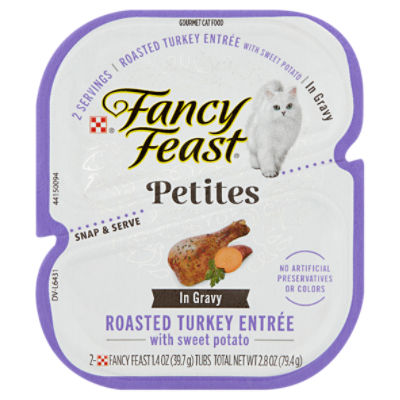 Purina Fancy Feast Gourmet Gravy Wet Cat Food, Petites Turkey & Sweet Potato Entree - 2.8 oz. Tub