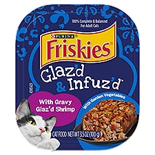 Friskies Gravy Wet Glaz'd & Infuz'd With Gravy Glaz'd Shrimp Recipe, Cat Food, 3.5 Ounce