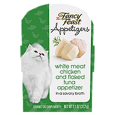 Fancy Feast Appetizers Gourmet Cat Complement, White Meat Chicken and Flaked Tuna Appetizer, 1.1 Ounce