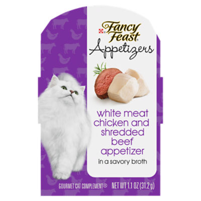 Purina Fancy Feast Gravy, Grain Free Wet Cat Food Complement, Appetizers Chicken & Beef -1.1oz. Tray