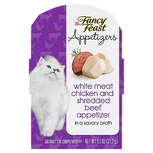 Purina Fancy Feast Gravy, Grain Free Wet Cat Food Complement, Appetizers Chicken & Beef -1.1oz. Tray