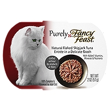 Purina Fancy Feast Natural Grain Free Broth Cat Food, Purely Natural Flaked Tuna Entrée - 2 oz. Tray